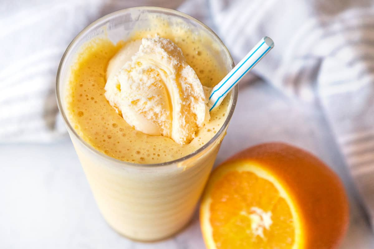 Orange Julius with a scoop of ice cream.