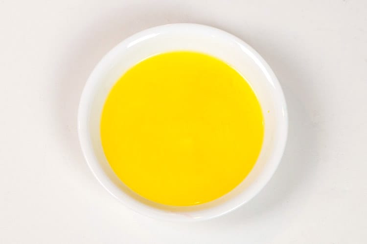 Melted butter in a bowl