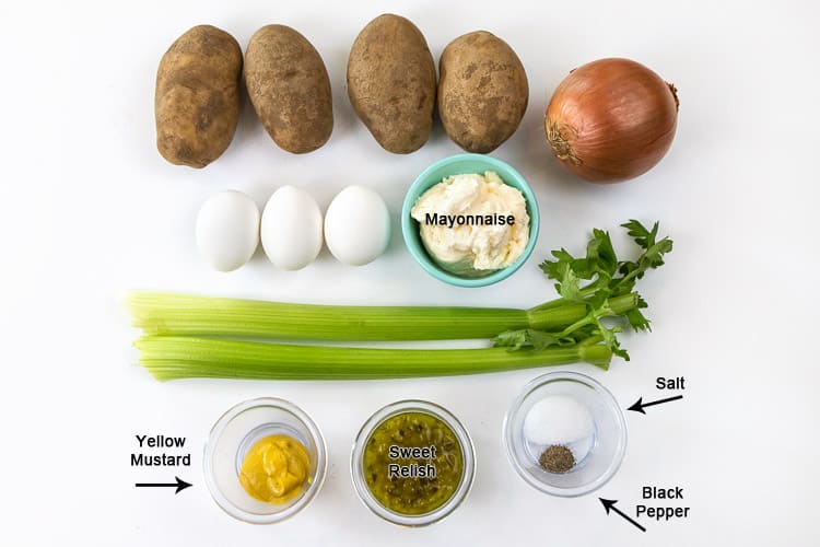 Ingredients for Potato Salad with Eggs and Mustard