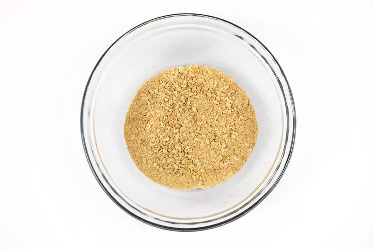 Graham cracker crumbs in a bowl.