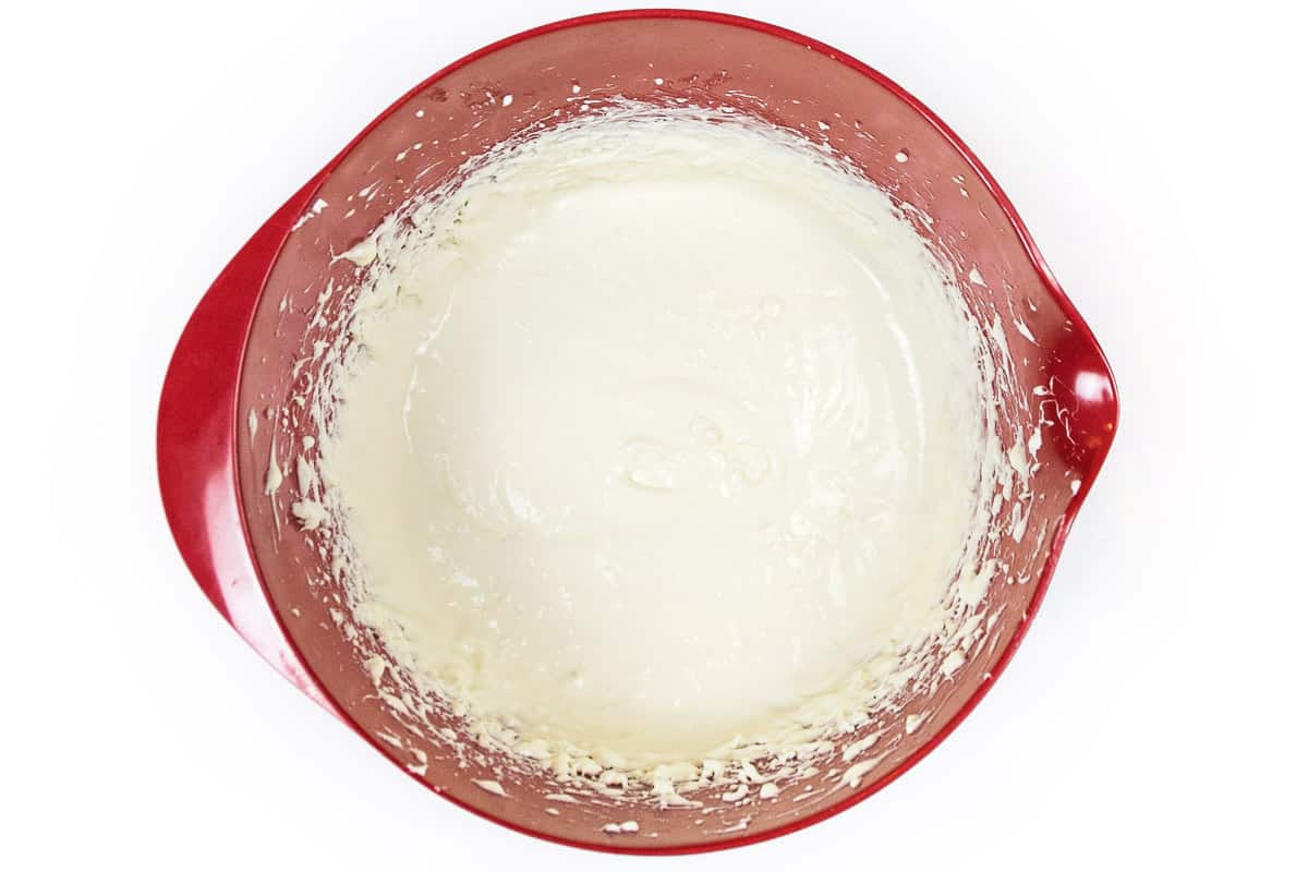 Cream cheese mixture in a large bowl.