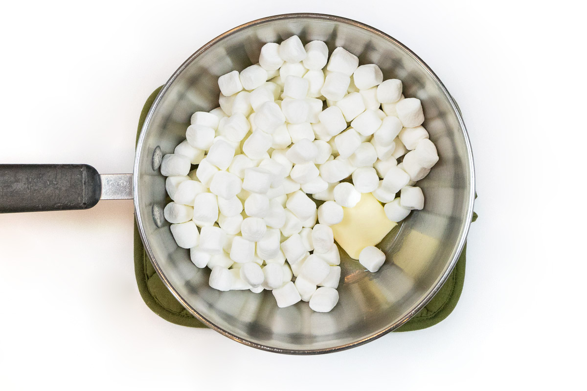 Melt the butter with the marshmallows.