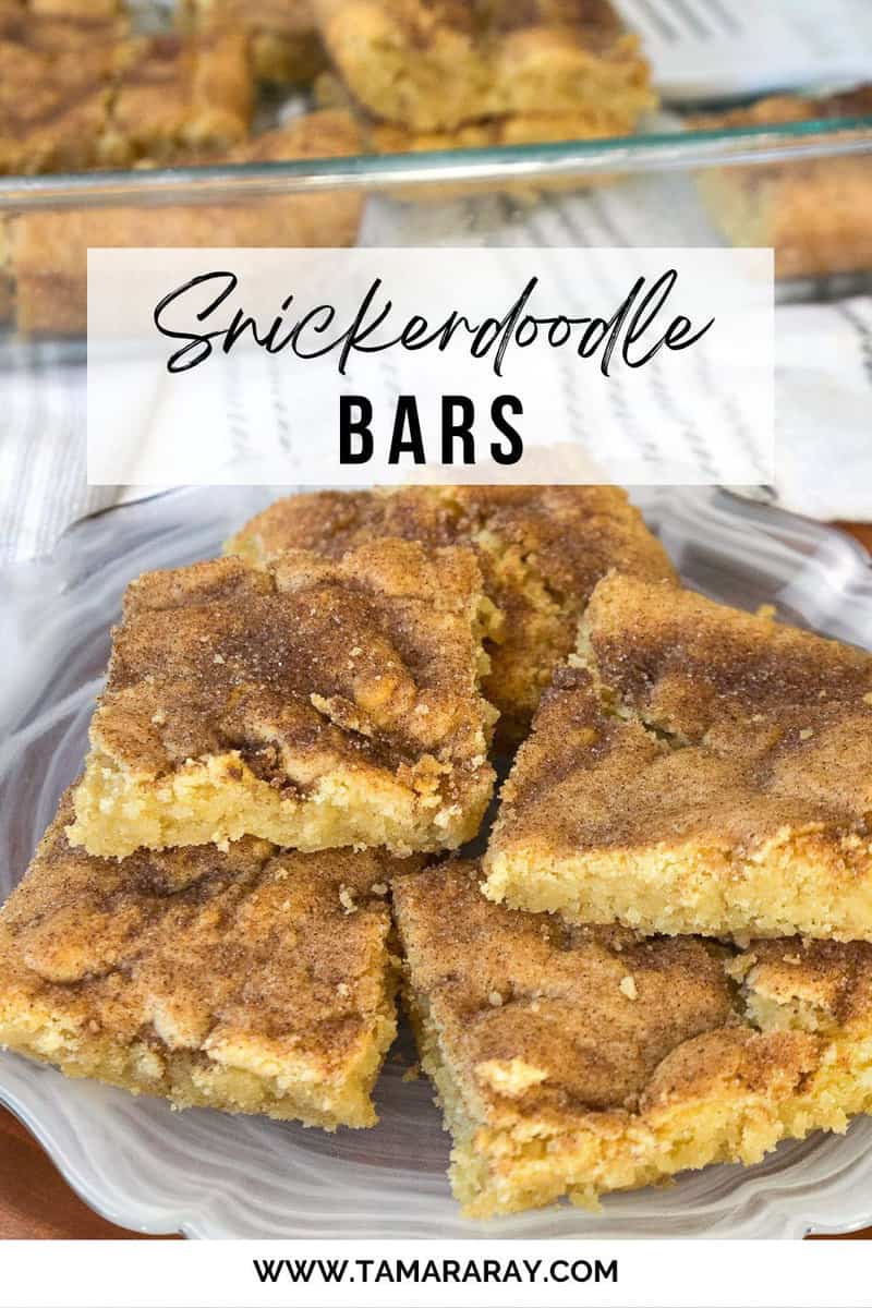 Snickerdoodle bars on a plate.