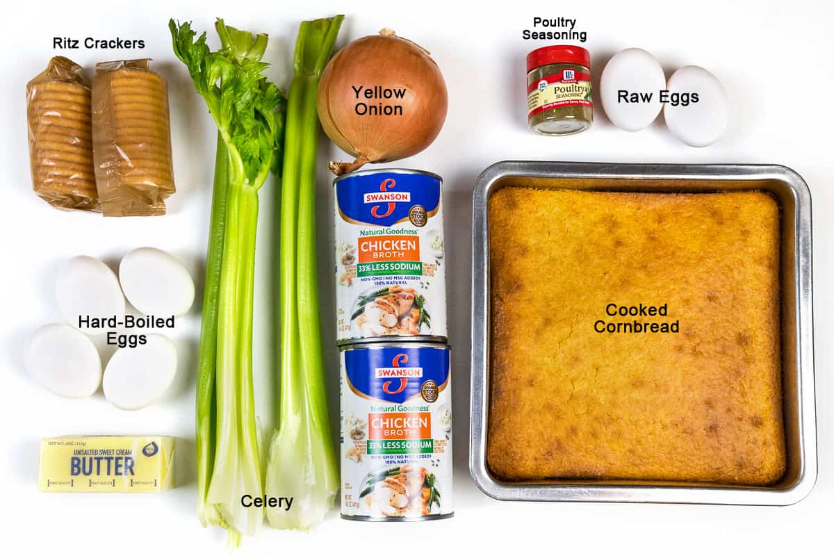 Ingredients for cornbread dressing.