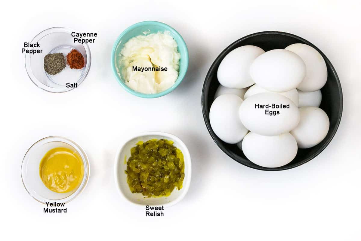 Ingredients for Southern Deviled Eggs.