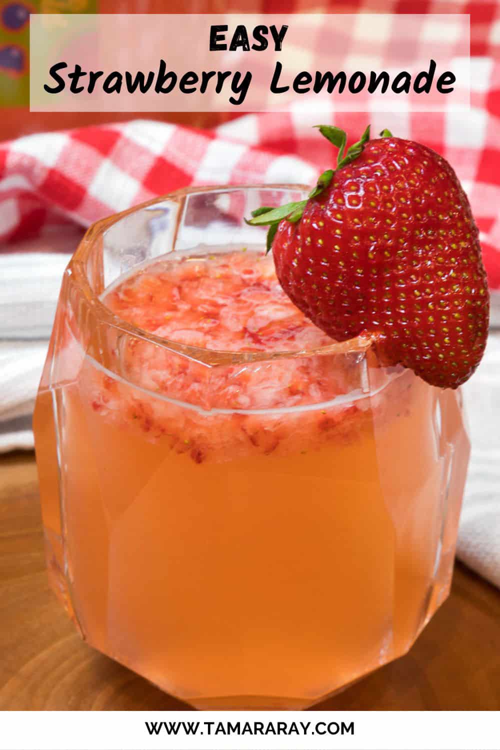 Strawberry lemonade in a glass.